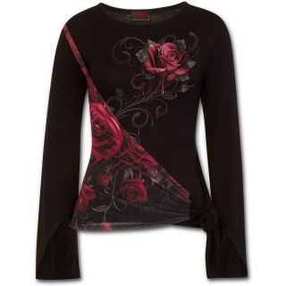 T-shirt femme gothique "ROSE SLANT"  manches longues