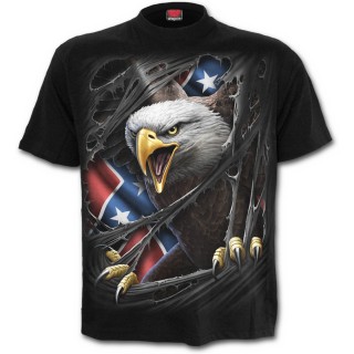 T-shirt gothique homme avec Aigle et drapeau Rebelle