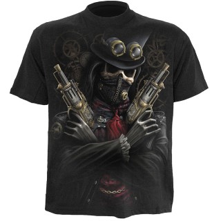 T-shirt gothique homme avec bandit Steam Punk et crane  rouages