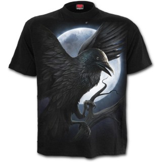 T-shirt gothique homme avec corbeau, pleine lune et crane