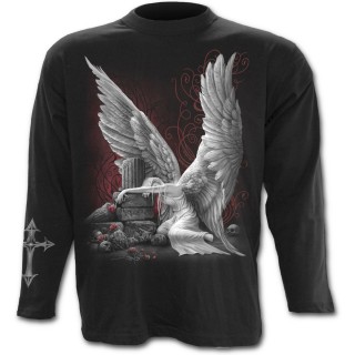T-shirt gothique homme  manches longues avec ange pleurant son amour defunt