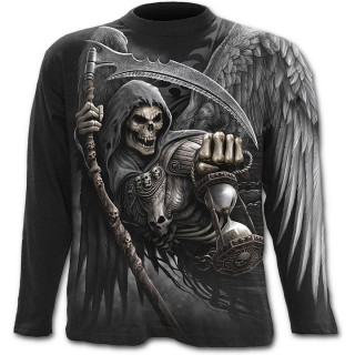 T-shirt gothique homme  manches longues avec faucheuse aile arpentant le ciel