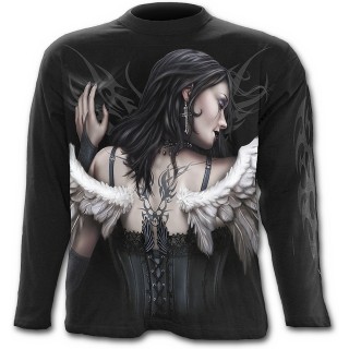 T-shirt gothique homme  manches longues avec femme ange en corset noir