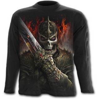 T-shirt gothique homme  manches longues avec guerrier dragon et scne de duel
