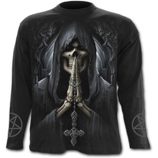 T-shirt gothique homme  manches longues avec la Mort en prire