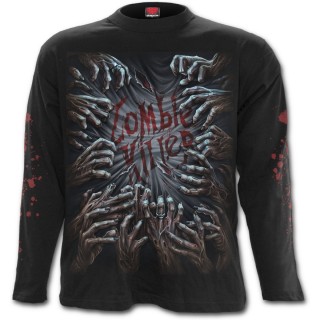 T-shirt gothique homme  manches longues avec mains de zombies tueurs
