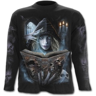 T-shirt gothique homme  manches longues avec sorcire et livre des mes