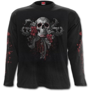 T-shirt gothique homme  manches longues avec tte de mort, femme masque et roses