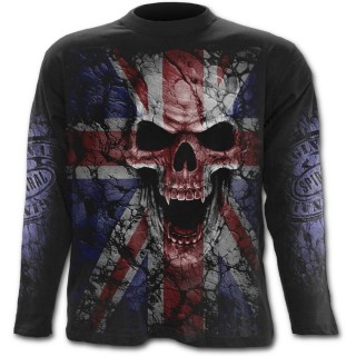 T-shirt rock homme  manches longues avec tte de mort sur drapeau Union Jack