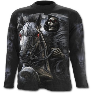 T-shirt gothique homme  manches longues  cavalier de la mort avec sa faux