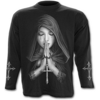 T-shirt gothique homme  manches longues  femme en prire et ange