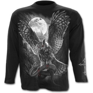 T-shirt gothique homme  manches longues  hibou rodeur chassant un serpent