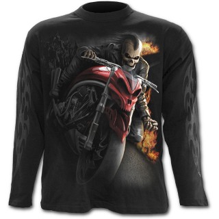 T-shirt gothique homme  manches longues  motard Mohawk en squelette
