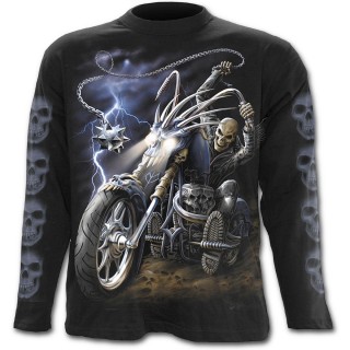 T-shirt gothique homme  manches longues  moto dvoreuse d'mes et biker