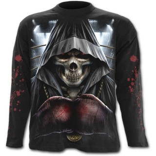 T-shirt gothique homme  manches longues  squelette avec mdaille et gants de boxe