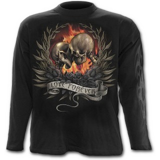 T-shirt gothique homme  manches longues  squelettes d'amoureux unis dans la mort