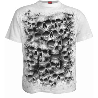 T-shirt gothique homme  mur de cranes TWISTED SKULLS - Blanc