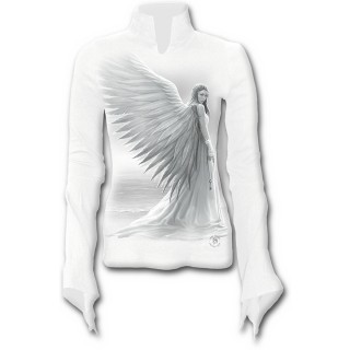 T-shirt gothique  manches amples  femme ange tenant la cl du paradis