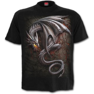 T-shirt homme avec dragon gris sur lave craquele