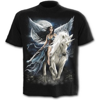 T-shirt homme avec femme ange sur sa licorne