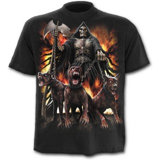T-shirt homme avec guerrier squelette et chiens de guerre