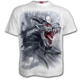 T-shirt homme blanc  dragon gris libr de ces chaines