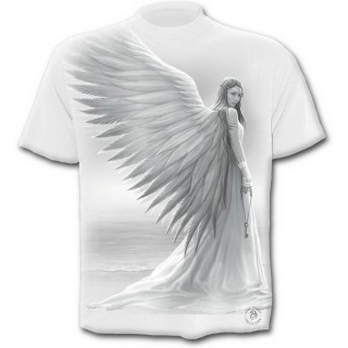 T-shirt homme blanc  femme ange tenant la cl du paradis