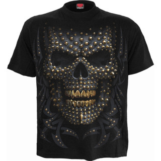 T-shirt homme crane tribal  pointes dores (recto)