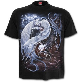 T-shirt homme  femme ange et dmon en duel style Yin et Yang
