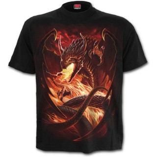 T-shirt homme gothique avec dragon et orbe de feu