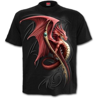 T-shirt homme gothique avec dragon scandinave tenant un sceptre