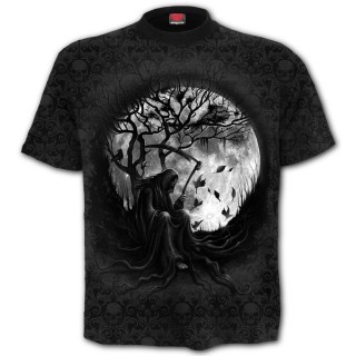 T-shirt homme gothique avec La Faucheuse sur pleine lune