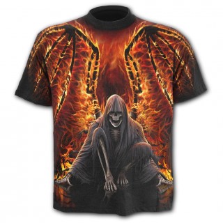 T-shirt homme gothique avec "La Mort" aux ailes de feu