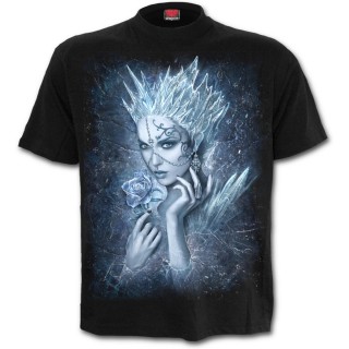 T-shirt homme gothique avec reine des glaces tenant une rose de givre