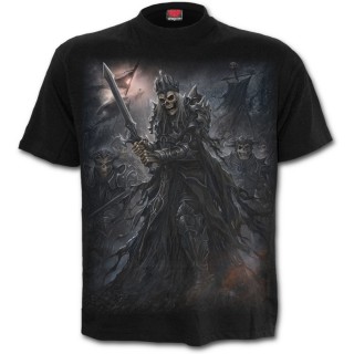 T-shirt homme gothique avec Roi squelette et son arme