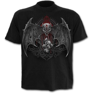 T-shirt homme gothique avec Totem dmoniaque et crane ail