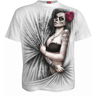 T-shirt homme gothique blanc "DEAD LOVE"  femme Calavera