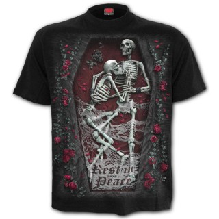 T-shirt homme gothique  couple de squelettes "REST IN PEACE"