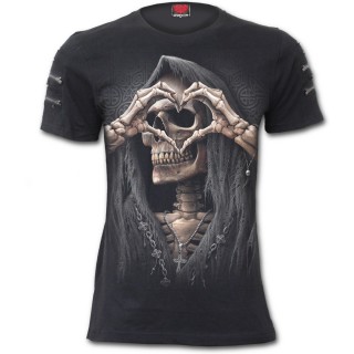 T-shirt homme gothique "DARK LOVE"  manches courtes zippes