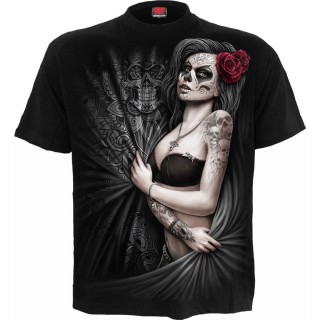 T-shirt homme gothique "DEAD LOVE" à femme Calavera