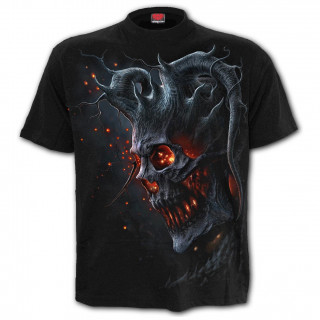 T-shirt homme gothique à démon de feu et d'os noirs