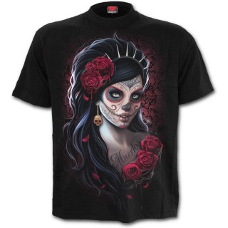 T-shirt homme gothique "Jour des morts" avec Catrina Calavera