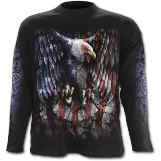 T-shirt homme gothique  manches longues avec aigle aux couleurs du drapeau des USA