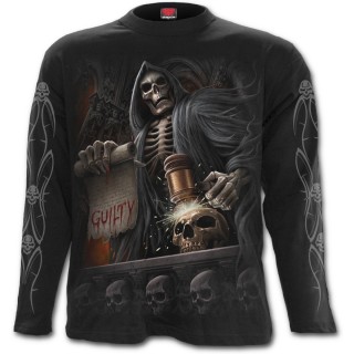 T-shirt  homme gothique  manches longues avec juge de la mort et bourreau  faux