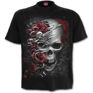 T-shirt homme gothique roses et cranes dchirs