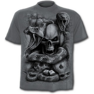 T-shirt homme gris  serpents, cranes et ds