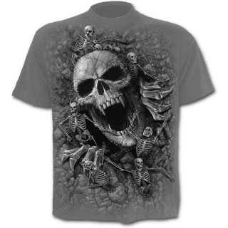 T-shirt homme gris  squelettes sortant des rochers