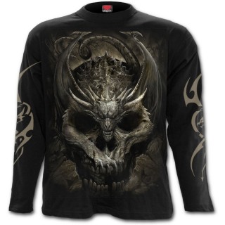 T-shirt homme manches longues  crane et dragon menaant