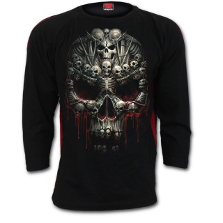 T-shirt homme manches longues  croix gothique et crane form d'ossements