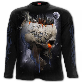 T-shirt homme manches longues "DEAD WORLD"  Terre faon crane apocalyptique